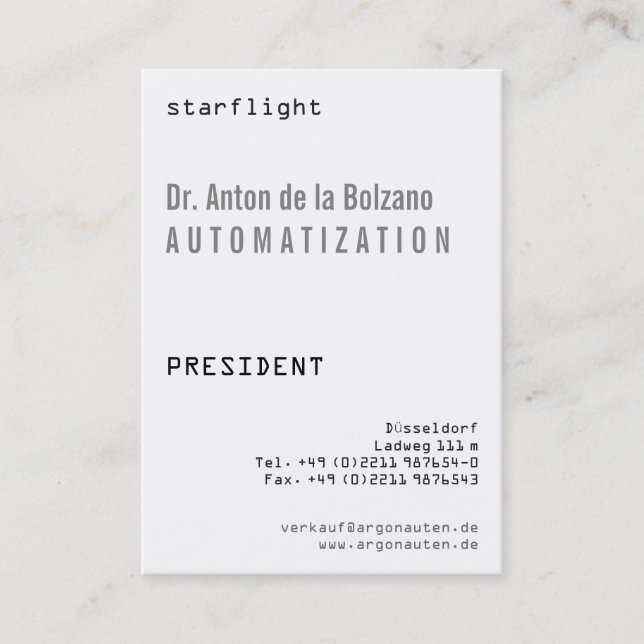 Tarjeta De Visita Negro, blanco, fresco (Anverso)