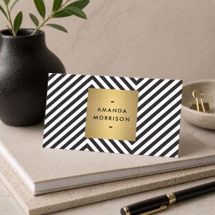 Tarjeta De Visita Negro Blanco Oro Moderno Creativo