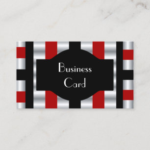 Tarjeta De Visita Negro blanco rojo de la raya elegante de la