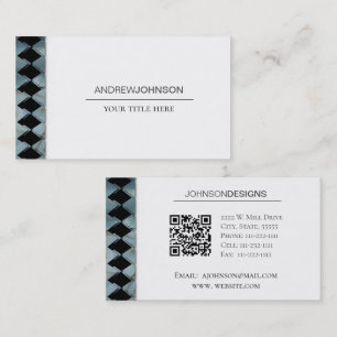 Tarjeta De Visita Negro, Blanco y Mármol Geométrico Minimalista 