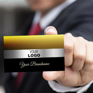 Tarjeta De Visita Negro caramelo moderno con decoración y logotipo p