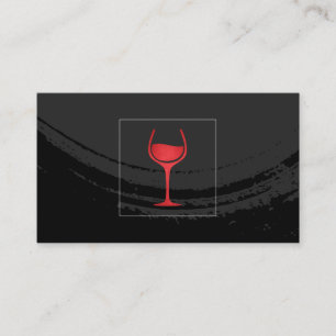 Tarjeta De Visita Negro cepillado artístico sobre vidrio de vino roj