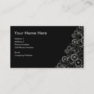 Tarjeta de visita - negro - círculos de plata