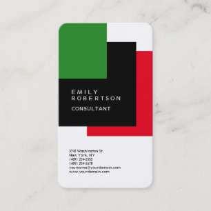 Tarjeta De Visita Negro claro Verde Rojo Blanco Blanco Moderno Minim