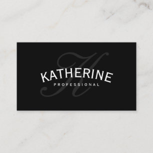 Tarjeta De Visita Negro clásico del monograma con el texto del arco