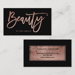 Tarjeta De Visita Negro color de rosa elegante de la tipografía del