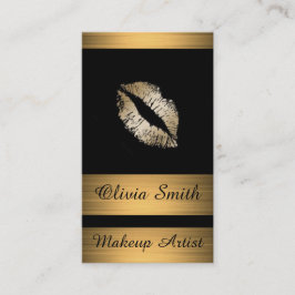 Tarjeta de visita/Negro con bandas y labios de oro