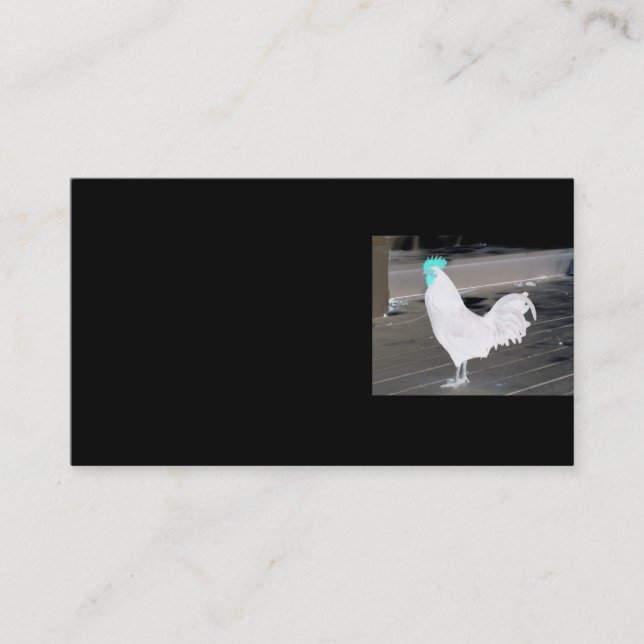 Tarjeta de visita - negro con el gallo blanco (Anverso)
