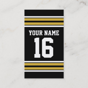 Tarjeta De Visita Negro con Gold White Stripes Team Jersey