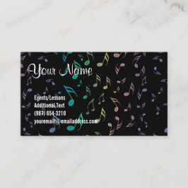 Tarjeta De Visita Negro con las notas de la música del arco iris