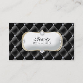 Tarjeta De Visita Negro copetudo del diamante blanco del salón de