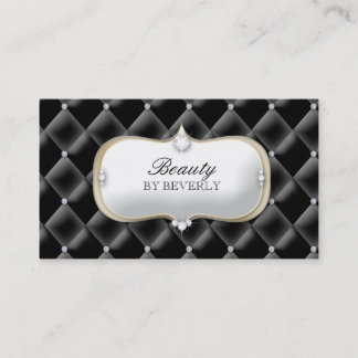 Tarjeta De Visita Negro copetudo del diamante blanco del salón de