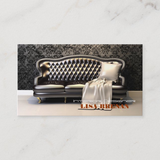 Tarjeta De Visita Negro de cuero moderno del sofá negro del (Anverso)