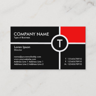 Tarjeta De Visita Negro de la cruz del círculo del monograma (roja)