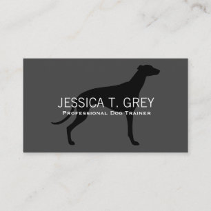 Tarjeta De Visita Negro de la silueta del galgo en gris