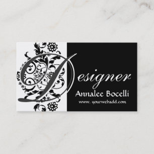 Tarjeta De Visita Negro de moda elegante de encaje floral del