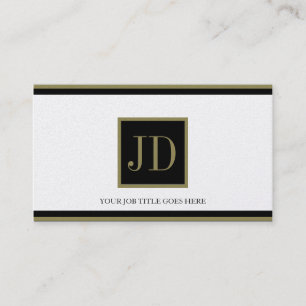 Tarjeta De Visita Negro de oro de YourJobTitle/monograma cuadrado