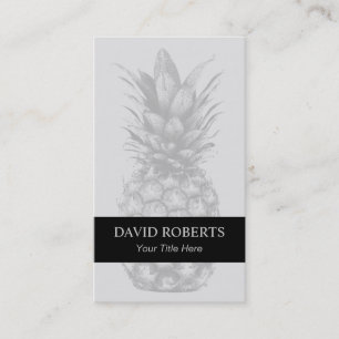 Tarjeta De Visita Negro de plata elegante de la piña tropical rayad