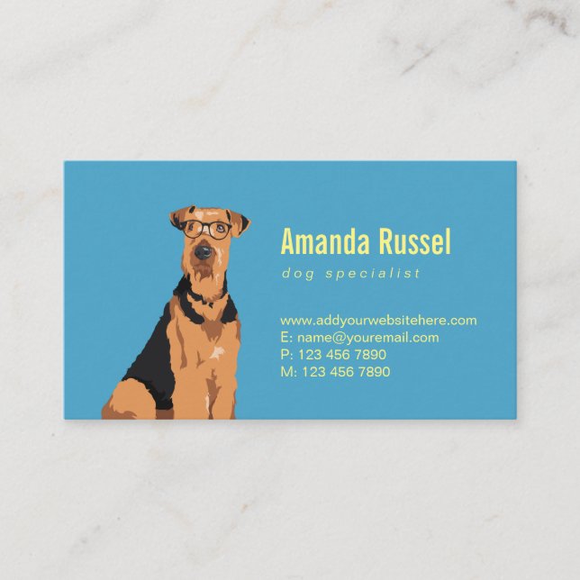 Tarjeta De Visita Negro del inconformista y perro de Brown Airedale (Anverso)