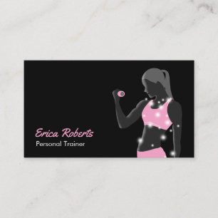 Tarjeta De Visita Negro del instructor personal del chica de la