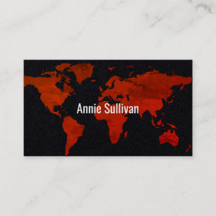 Tarjeta De Visita negro del mapa del mundo elegante