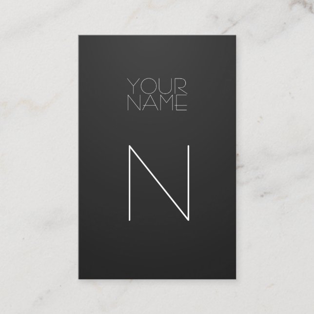 Tarjeta De Visita Negro del monograma de la moda elegante (Anverso)