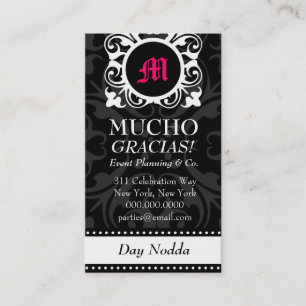TARJETA DE VISITA NEGRO DEL MONOGRAMA DE ROCKIN MUCHO