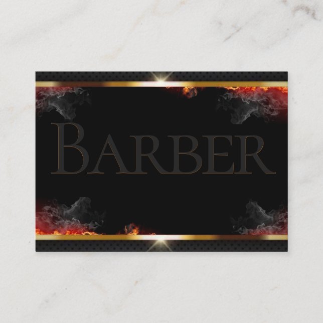 Tarjeta De Visita Negro del peluquero, gris, oro (Anverso)