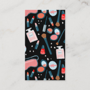 Tarjeta De Visita Negro del rosa del artista de maquillaje de la