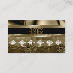 Tarjeta de visita negro dorado antiguo Art Deco fl