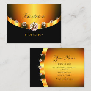 Tarjeta De Visita Negro efecto oro brillante con diamantes resplande
