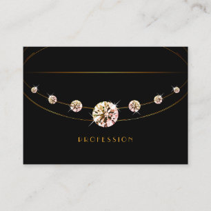 Tarjeta De Visita Negro efecto oro brillante con diamantes resplande