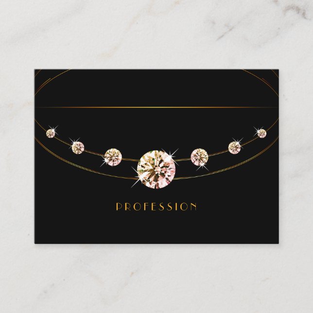 Tarjeta De Visita Negro efecto oro brillante con diamantes resplande (Anverso)