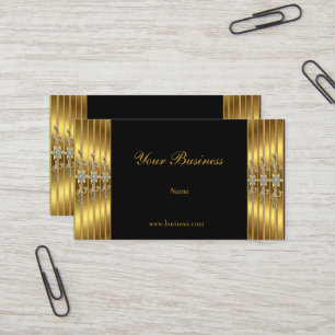 Tarjeta De Visita Negro Elegante Con Joyas De Oro