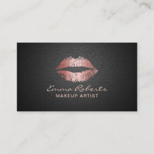 Tarjeta De Visita Negro elegante de los labios color de rosa