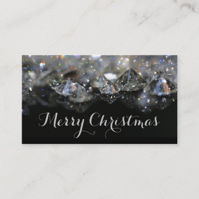 Tarjeta De Visita Negro elegante festivo brillante de los diamantes (Anverso)