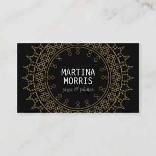 Tarjeta De Visita Negro elegante/oro de la mandala de Boho