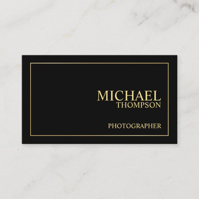 Tarjeta De Visita Negro elegante profesional y oro (Anverso)