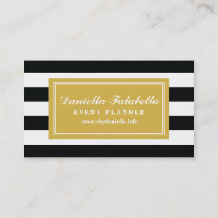 Tarjeta De Visita Negro elegante y el blanco raya la plantilla