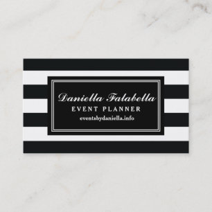 Tarjeta De Visita Negro elegante y el blanco raya la plantilla