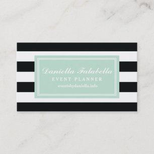 Tarjeta De Visita Negro elegante y el blanco raya la plantilla
