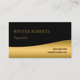 Tarjeta De Visita Negro elegante y elegante y oro
