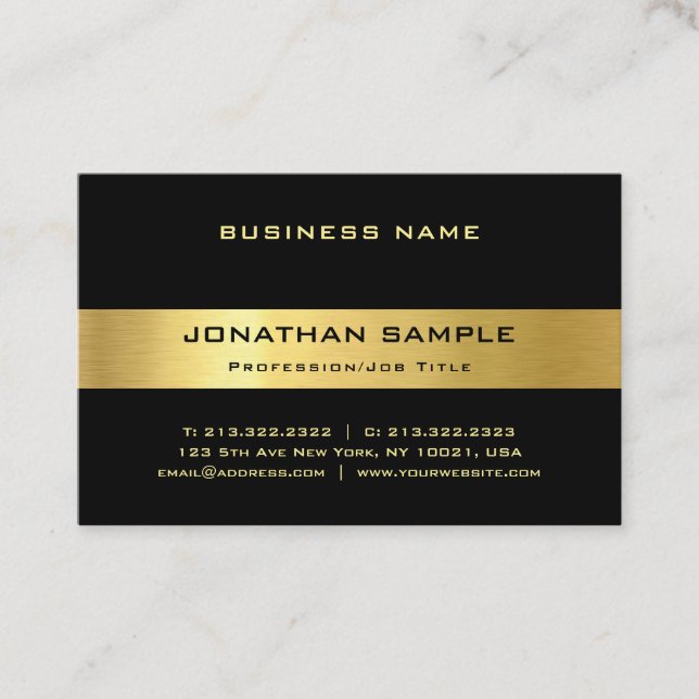 Tarjeta De Visita Negro elegante y plantilla de lujo de moda moderna (Anverso)