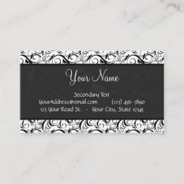 Tarjeta De Visita Negro en las briznas, las rayas y el monograma