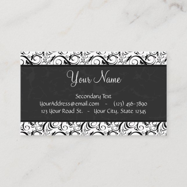 Tarjeta De Visita Negro en las briznas, las rayas y el monograma (Anverso)