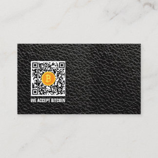 Tarjeta De Visita negro falso cuero aceptar bitcoin moderno