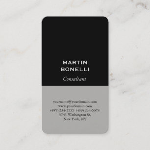 Tarjeta De Visita Negro Gris Profesional Moderno Elegante Minimalist