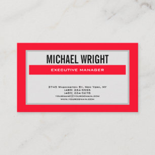 Tarjeta De Visita Negro gris rojo moderno llano simple Minimalista