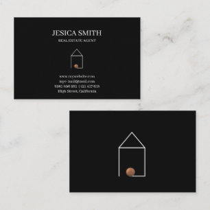 Tarjeta De Visita Negro inmobiliario Minimalista