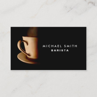 Tarjeta De Visita Negro llano elegante profesional de Barista del
